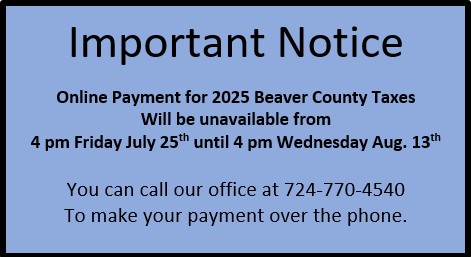 Online 2025 Tax Payment down until Wed. Aug. 13th